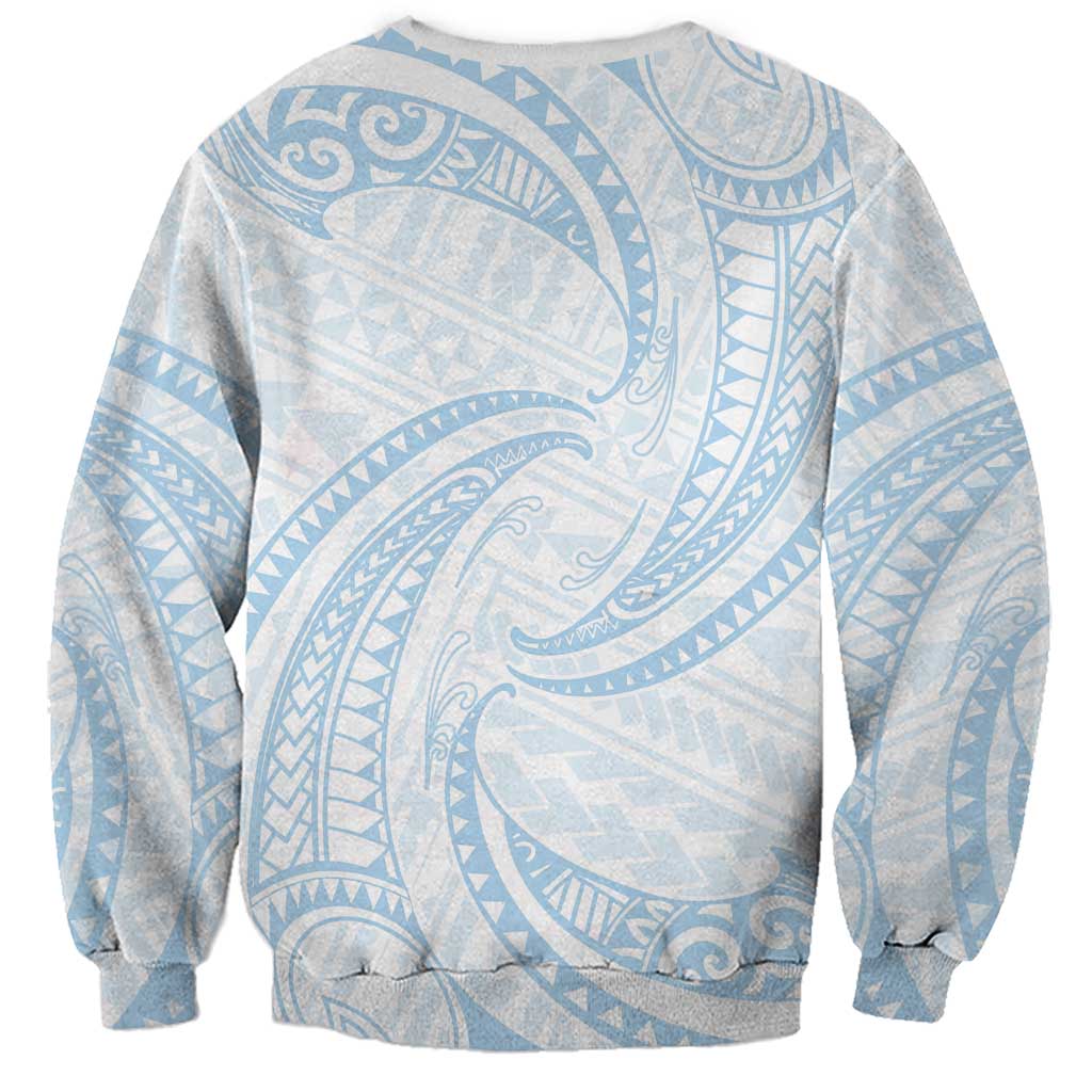White Sunday Lotu Tamaiti Sweatshirt Polynesian Wave Pastel Sky Blue LT9 - Polynesian Pride