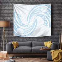 White Sunday Lotu Tamaiti Tapestry Polynesian Wave Pastel Sky Blue LT9 Blue - Polynesian Pride