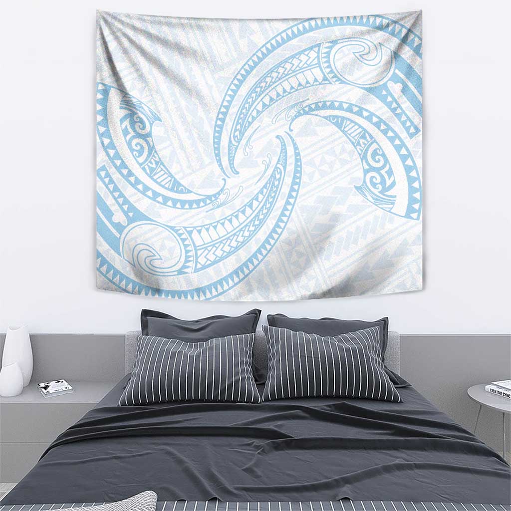 White Sunday Lotu Tamaiti Tapestry Polynesian Wave Pastel Sky Blue LT9 - Polynesian Pride