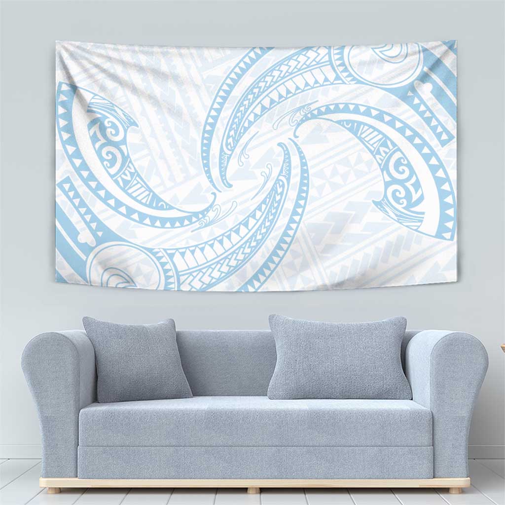 White Sunday Lotu Tamaiti Tapestry Polynesian Wave Pastel Sky Blue LT9 - Polynesian Pride