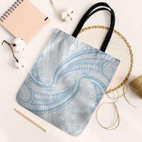 White Sunday Lotu Tamaiti Tote Bag Polynesian Wave Pastel Sky Blue LT9 Black Strap One Size Blue - Polynesian Pride
