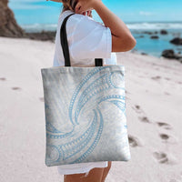 White Sunday Lotu Tamaiti Tote Bag Polynesian Wave Pastel Sky Blue LT9 - Polynesian Pride
