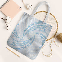 White Sunday Lotu Tamaiti Tote Bag Polynesian Wave Pastel Sky Blue LT9 White Strap One Size Blue - Polynesian Pride