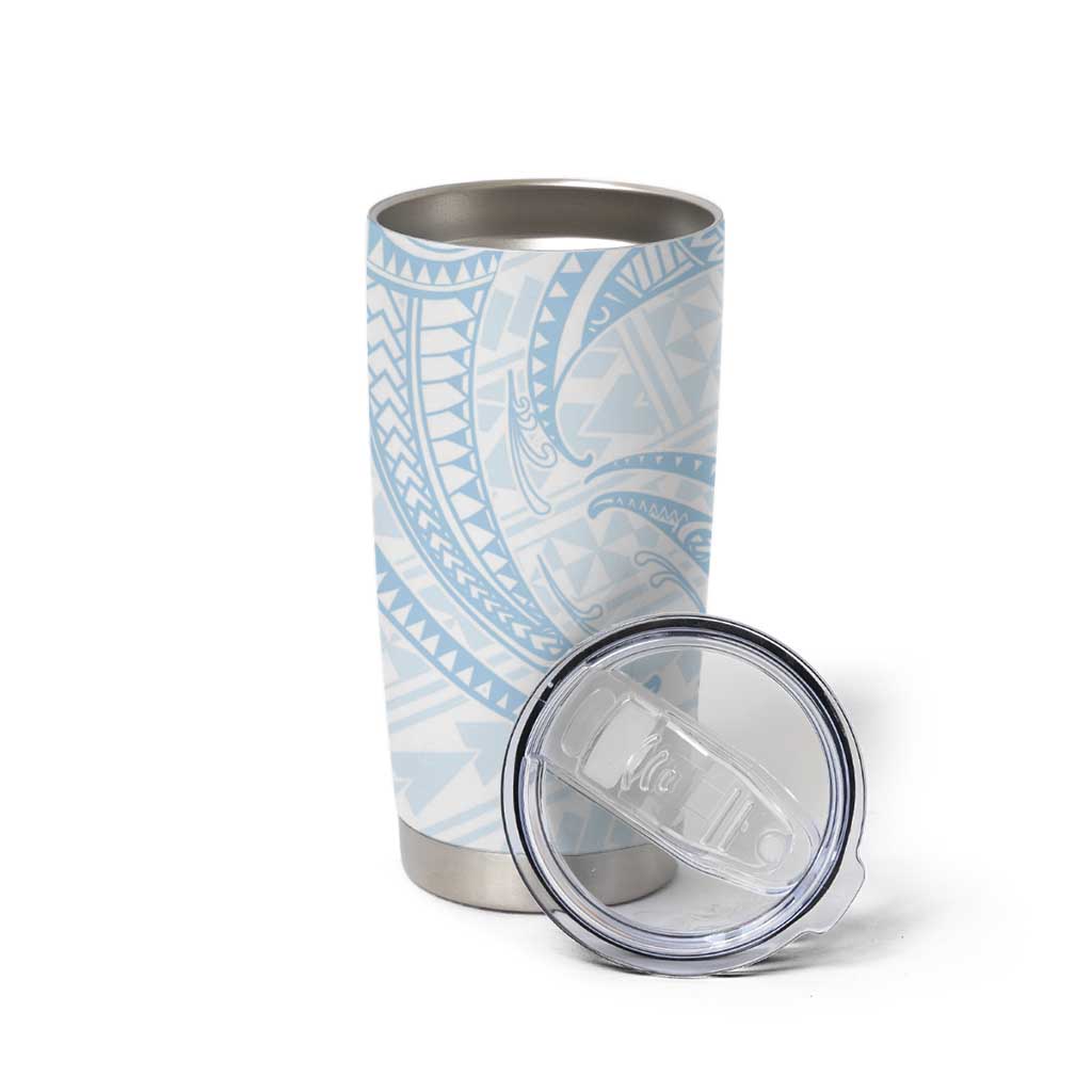 White Sunday Lotu Tamaiti Tumbler Cup Polynesian Wave Pastel Sky Blue LT9 - Polynesian Pride
