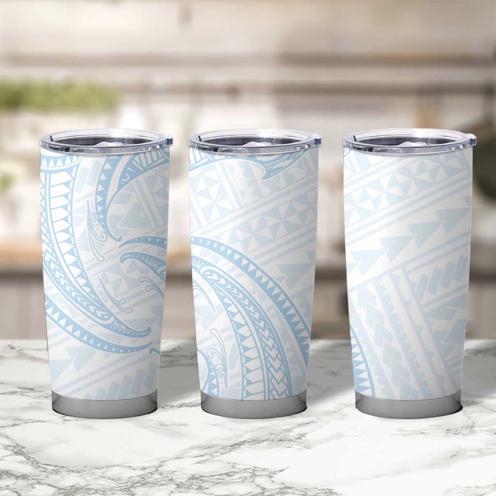 White Sunday Lotu Tamaiti Tumbler Cup Polynesian Wave Pastel Sky Blue LT9 - Polynesian Pride
