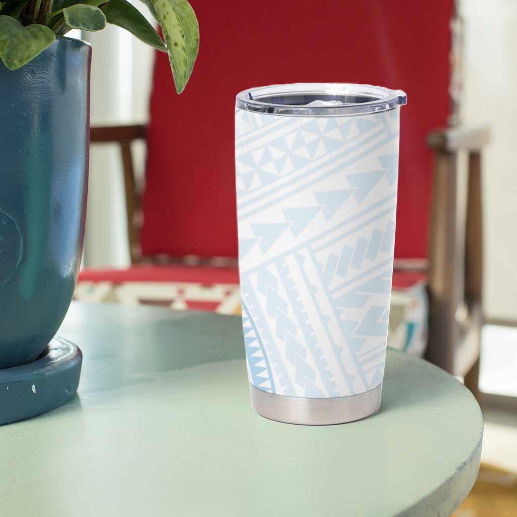 White Sunday Lotu Tamaiti Tumbler Cup Polynesian Wave Pastel Sky Blue LT9 - Polynesian Pride