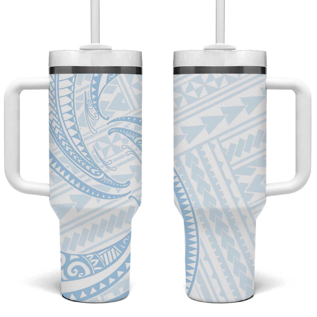 White Sunday Lotu Tamaiti Tumbler With Handle Polynesian Wave Pastel Sky Blue LT9 One Size: 40 oz Blue - Polynesian Pride