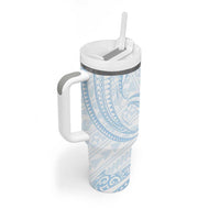 White Sunday Lotu Tamaiti Tumbler With Handle Polynesian Wave Pastel Sky Blue LT9 - Polynesian Pride