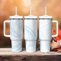 White Sunday Lotu Tamaiti Tumbler With Handle Polynesian Wave Pastel Sky Blue LT9 - Polynesian Pride