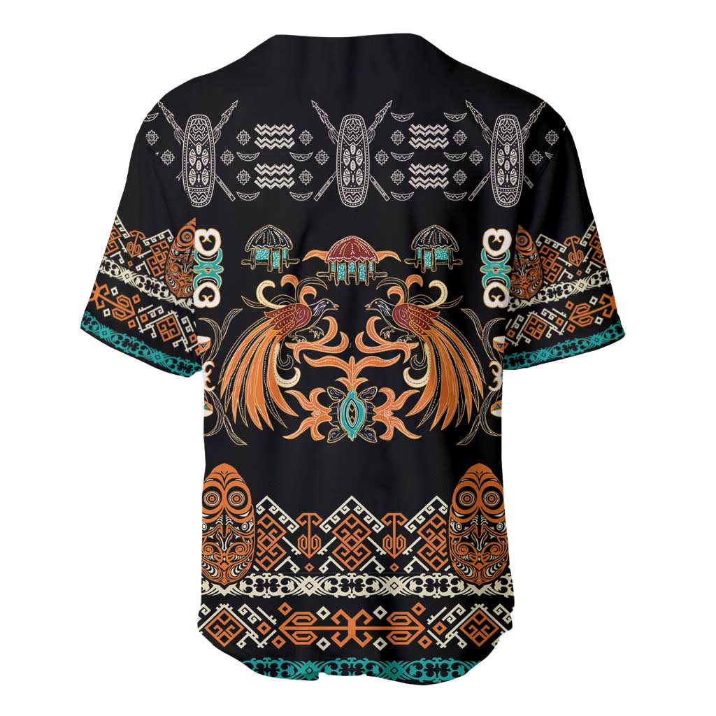 Black Batik Papua-inspired Pattern Baseball Jersey LT9 - Polynesian Pride
