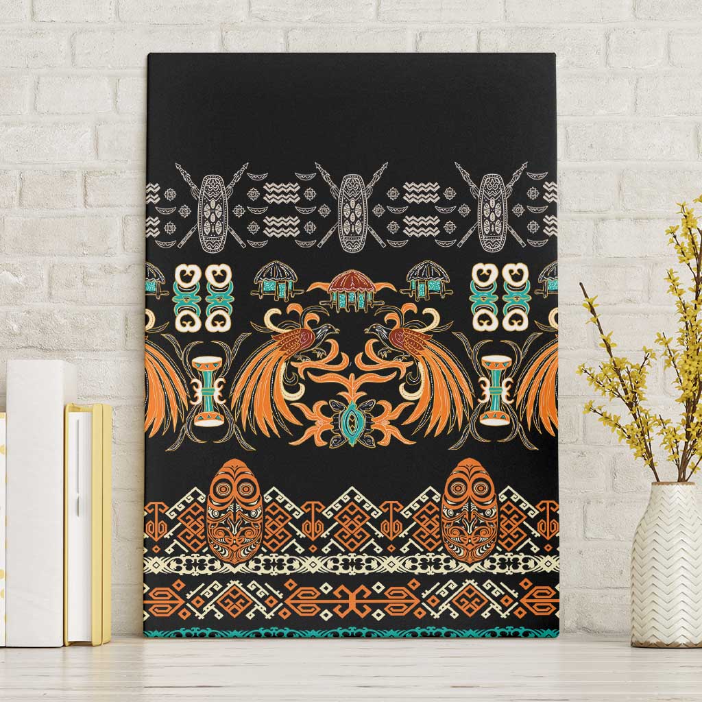 Black Batik Papua-inspired Pattern Canvas Wall Art LT9 Without Frame Black - Polynesian Pride