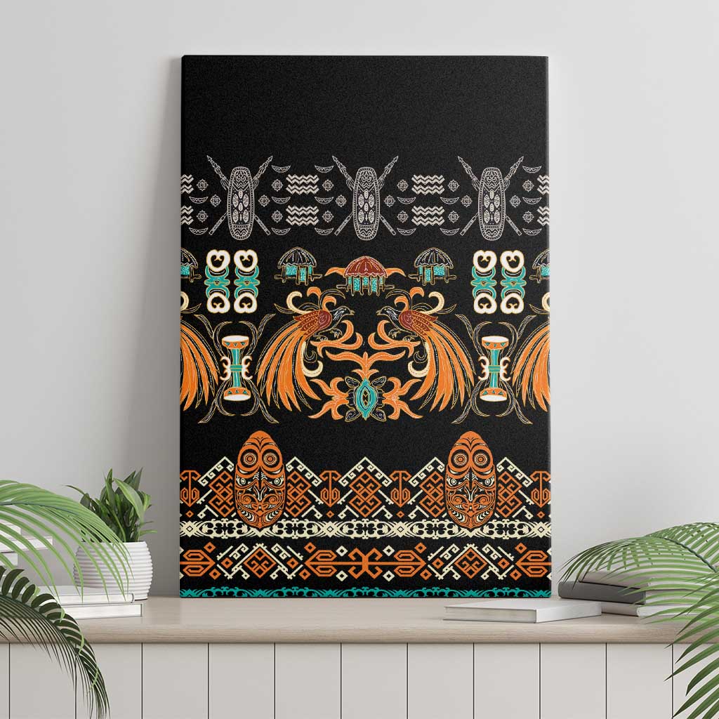 Black Batik Papua-inspired Pattern Canvas Wall Art LT9 - Polynesian Pride
