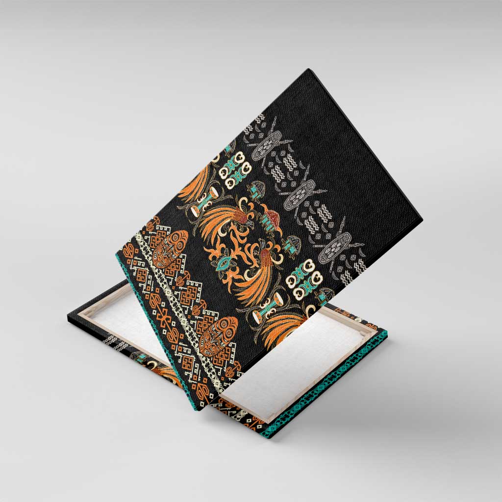 Black Batik Papua-inspired Pattern Canvas Wall Art LT9 With Frame Black - Polynesian Pride