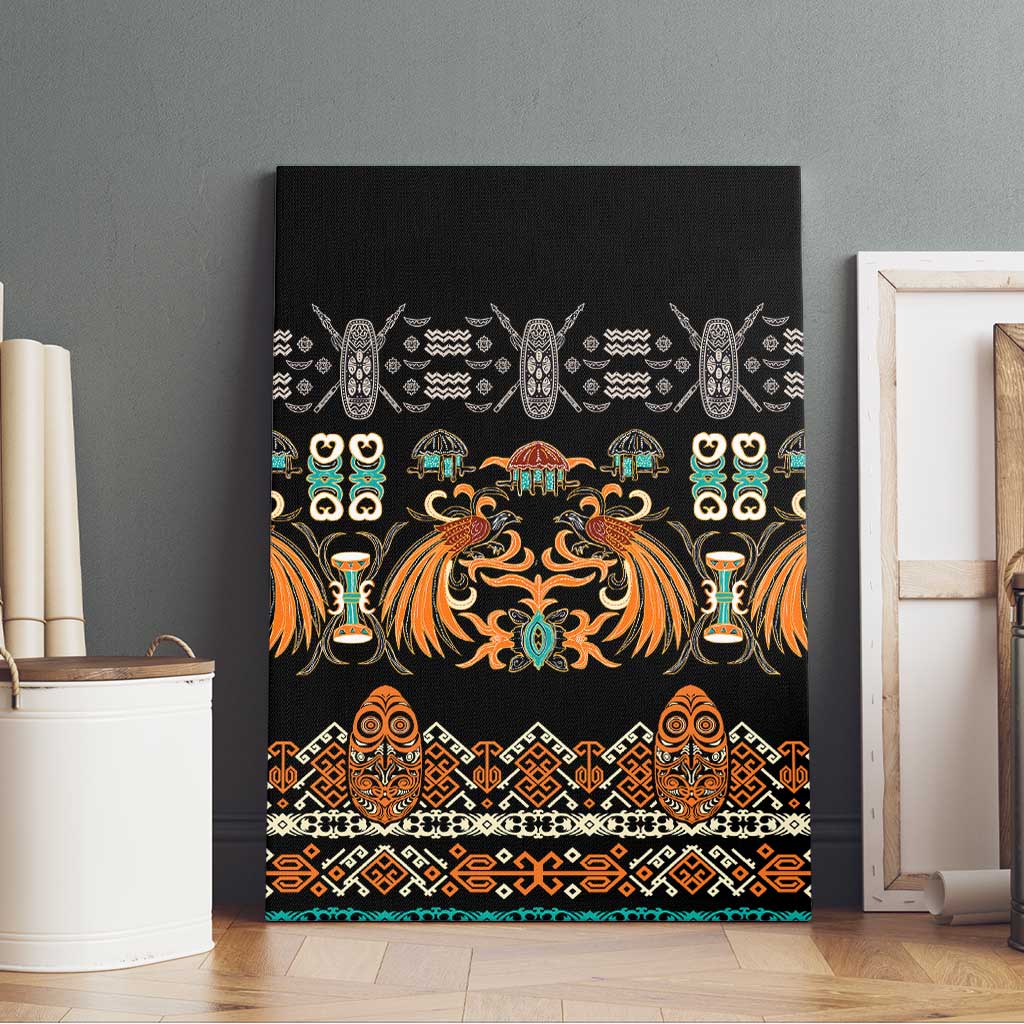 Black Batik Papua-inspired Pattern Canvas Wall Art LT9 - Polynesian Pride
