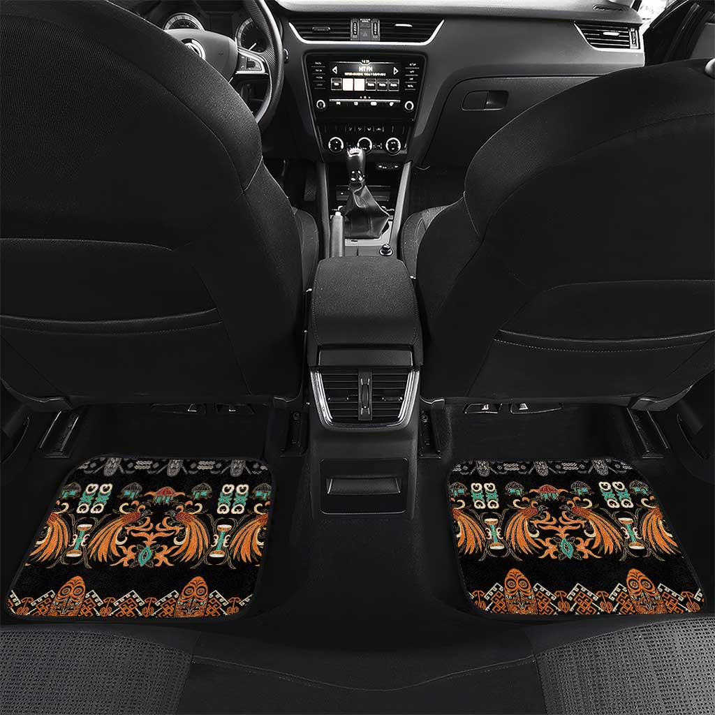Black Batik Papua-inspired Pattern Car Mats LT9 Set 2pcs - Back Black - Polynesian Pride