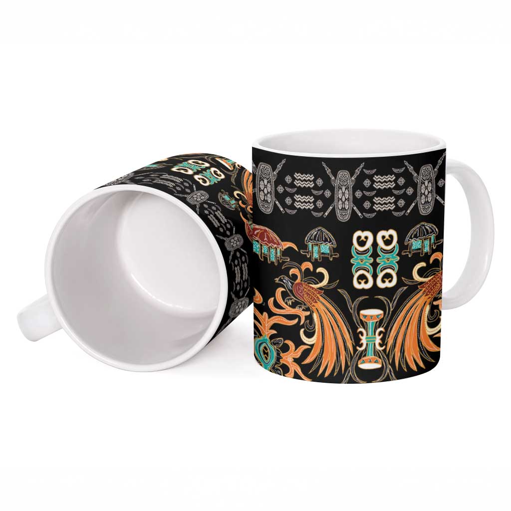 Black Batik Papua-inspired Pattern Ceramic Mug LT9 - Polynesian Pride