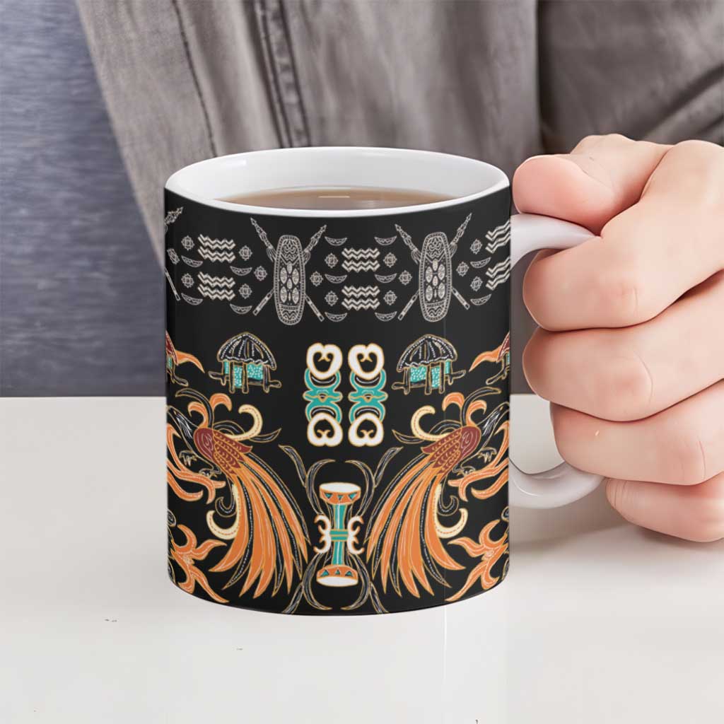 Black Batik Papua-inspired Pattern Ceramic Mug LT9 - Polynesian Pride