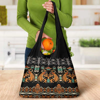 Black Batik Papua-inspired Pattern Grocery Bag LT9 - Polynesian Pride