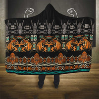 Black Batik Papua-inspired Pattern Hooded Blanket LT9 - Polynesian Pride