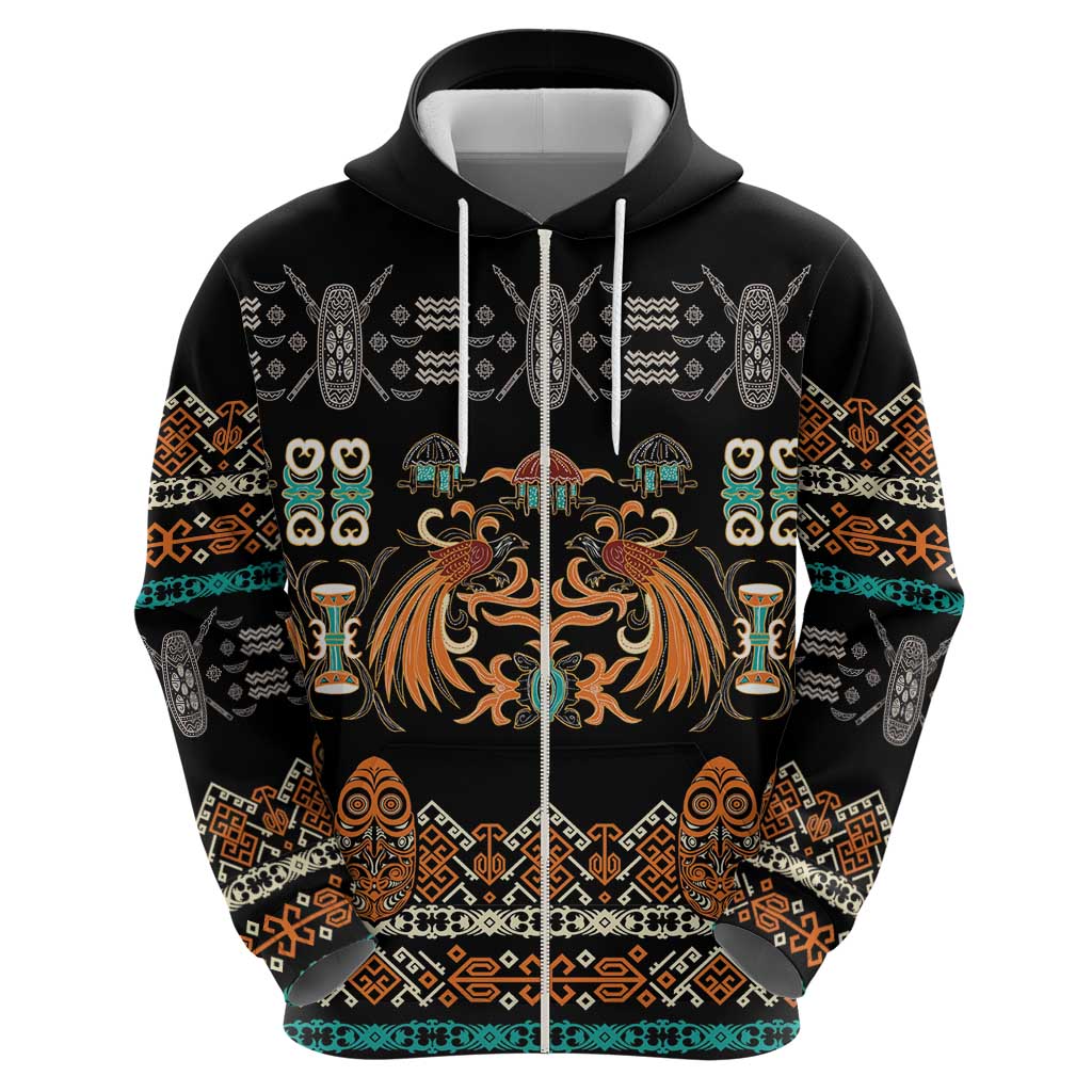 Black Batik Papua-inspired Pattern Hoodie LT9 - Polynesian Pride