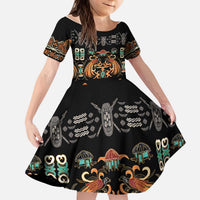 Black Batik Papua-inspired Pattern Kid Short Sleeve Dress LT9 KID Black - Polynesian Pride