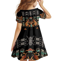 Black Batik Papua-inspired Pattern Kid Short Sleeve Dress LT9 - Polynesian Pride