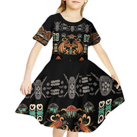 Black Batik Papua-inspired Pattern Kid Short Sleeve Dress LT9 - Polynesian Pride