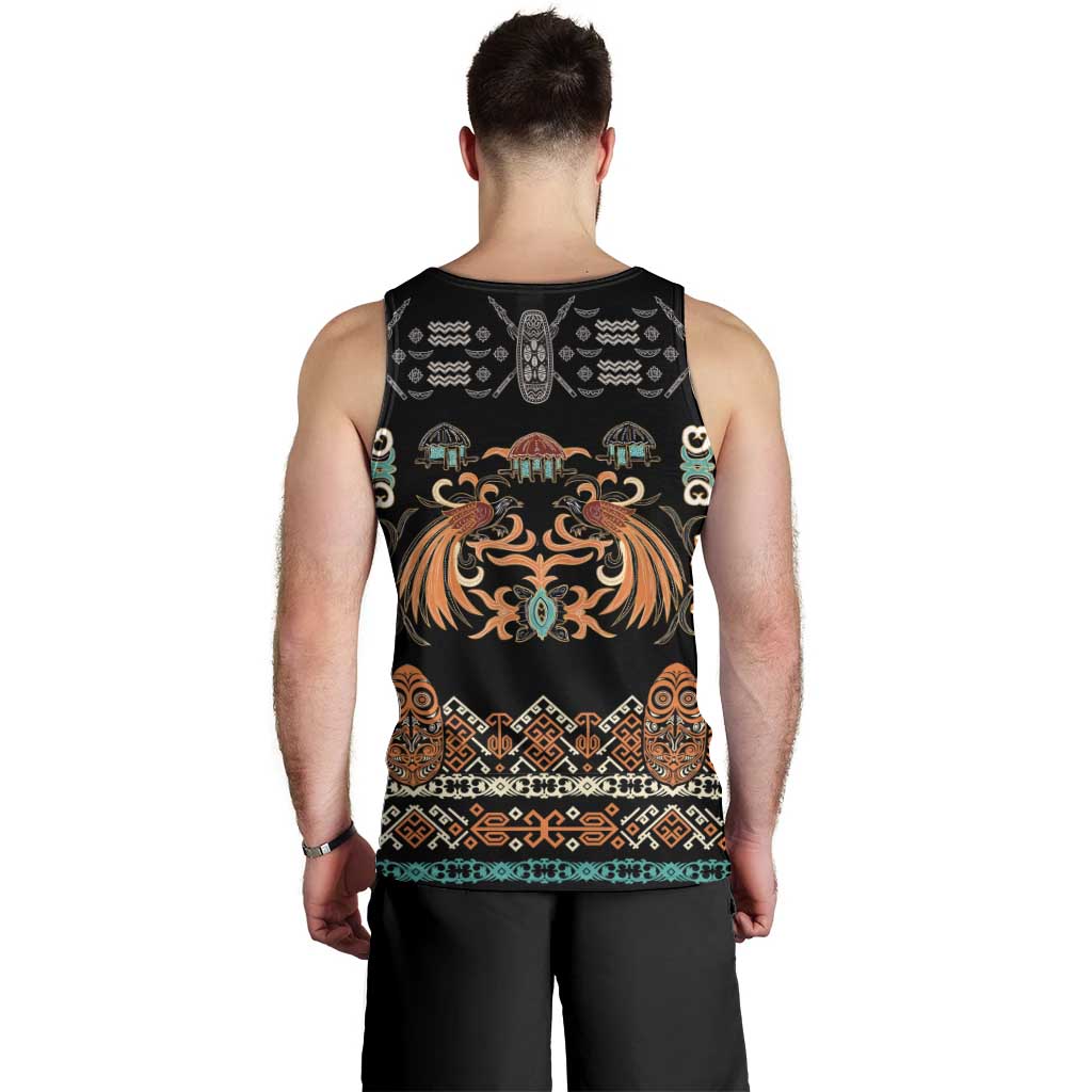 Black Batik Papua-inspired Pattern Men Tank Top LT9 - Polynesian Pride