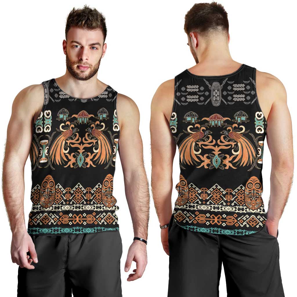 Black Batik Papua-inspired Pattern Men Tank Top LT9 - Polynesian Pride