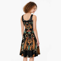 Black Batik Papua-inspired Pattern Midi Dress LT9 - Polynesian Pride
