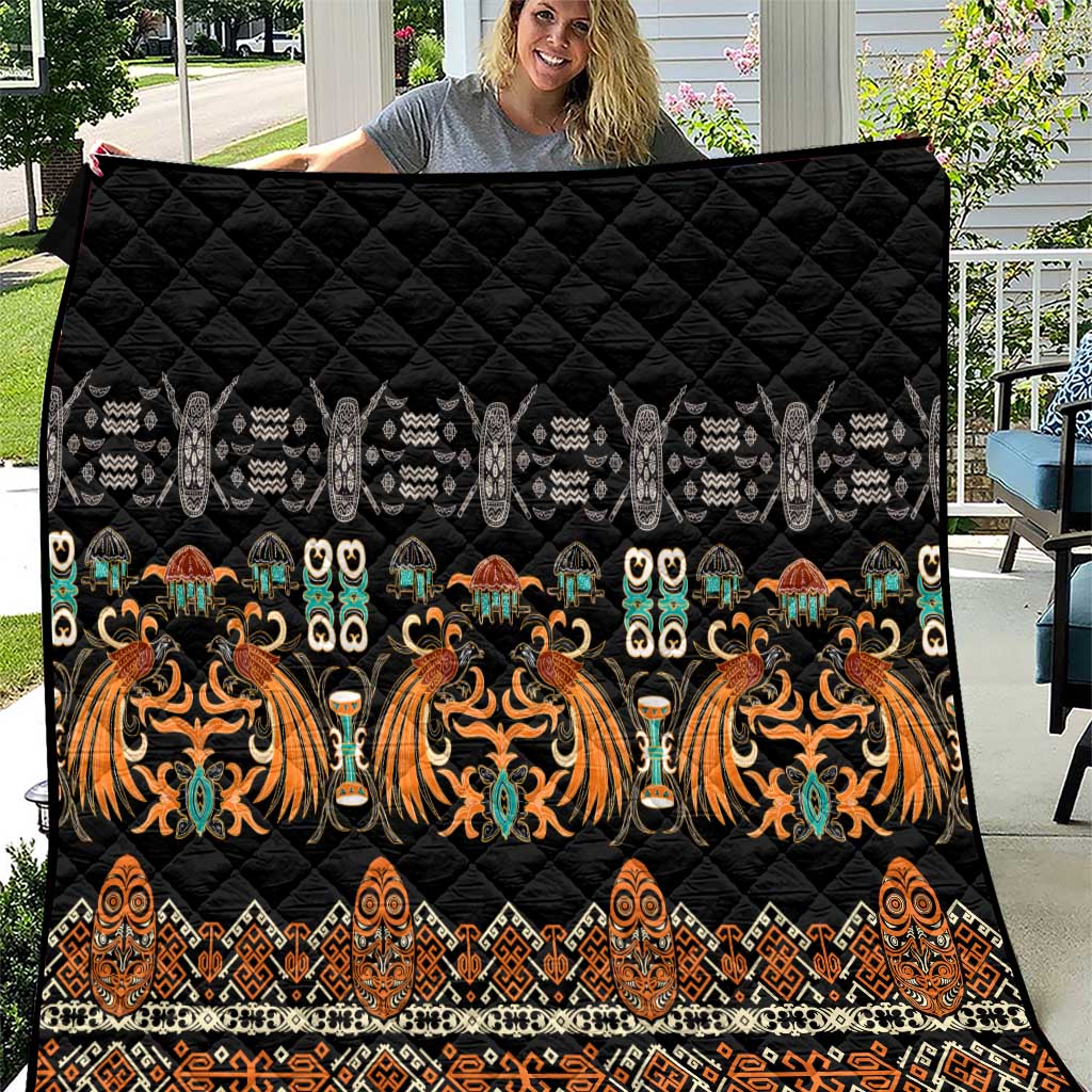Black Batik Papua-inspired Pattern Quilt LT9 Black - Polynesian Pride