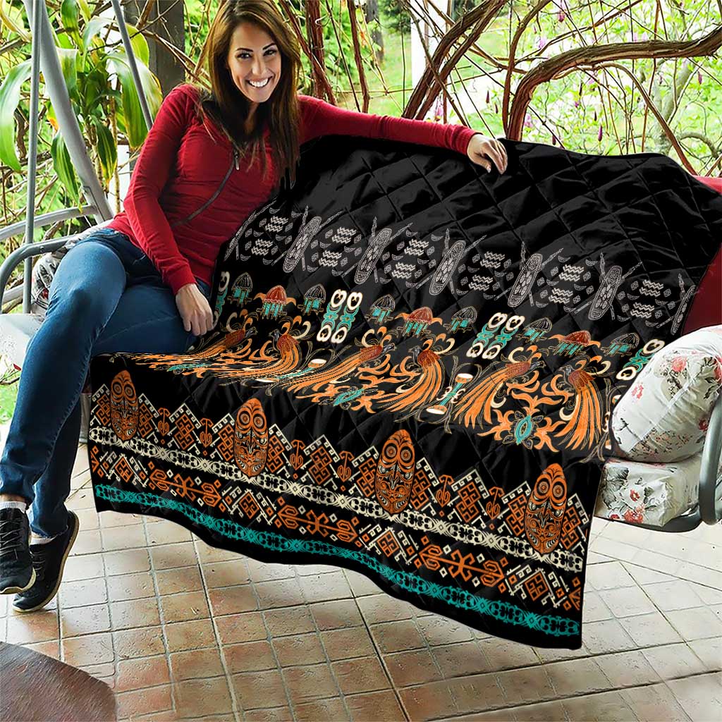 Black Batik Papua-inspired Pattern Quilt LT9 - Polynesian Pride