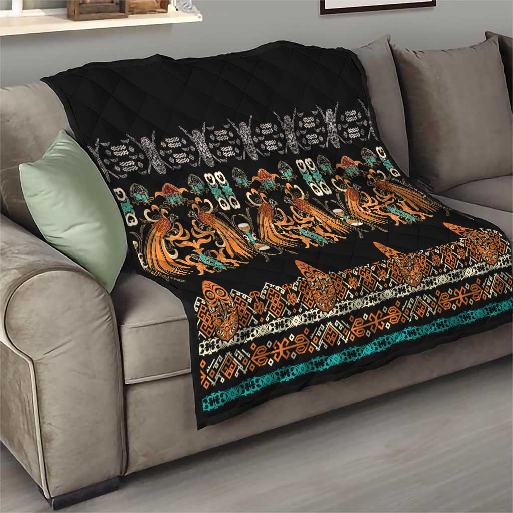 Black Batik Papua-inspired Pattern Quilt LT9 - Polynesian Pride