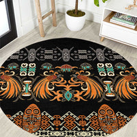 Black Batik Papua-inspired Pattern Round Carpet LT9 Black - Polynesian Pride