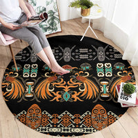 Black Batik Papua-inspired Pattern Round Carpet LT9 - Polynesian Pride