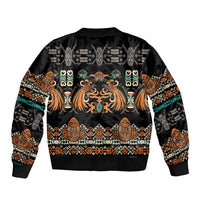 Black Batik Papua-inspired Pattern Sleeve Zip Bomber Jacket LT9 - Polynesian Pride