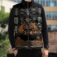 Black Batik Papua-inspired Pattern Sleeveless Puffer Jacket LT9 - Polynesian Pride