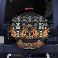 Black Batik Papua-inspired Pattern Spare Tire Cover LT9 No hole Black - Polynesian Pride