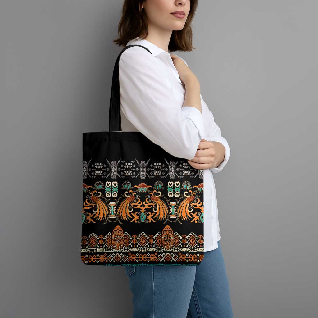 Black Batik Papua-inspired Pattern Tote Bag LT9 - Polynesian Pride