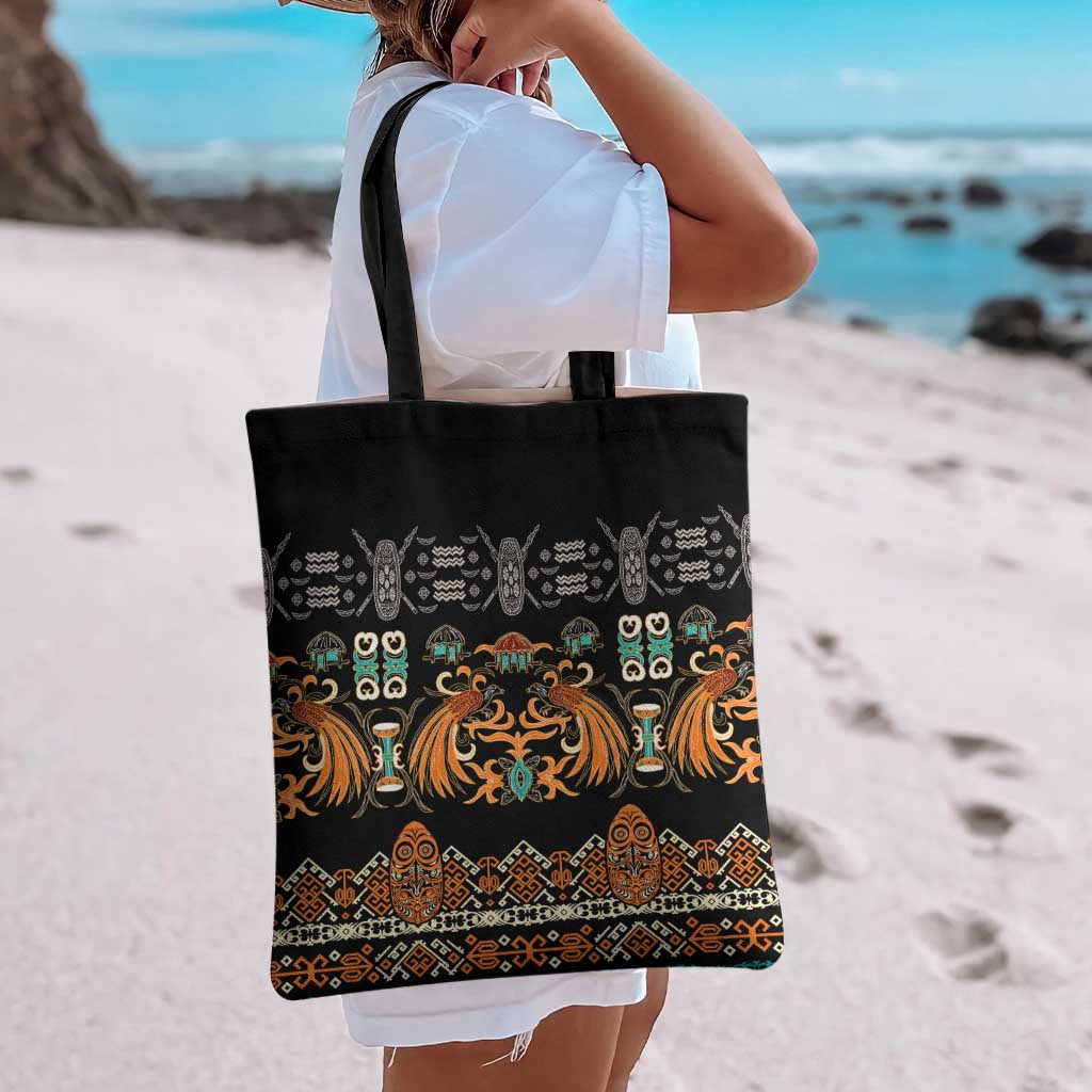 Black Batik Papua-inspired Pattern Tote Bag LT9 - Polynesian Pride
