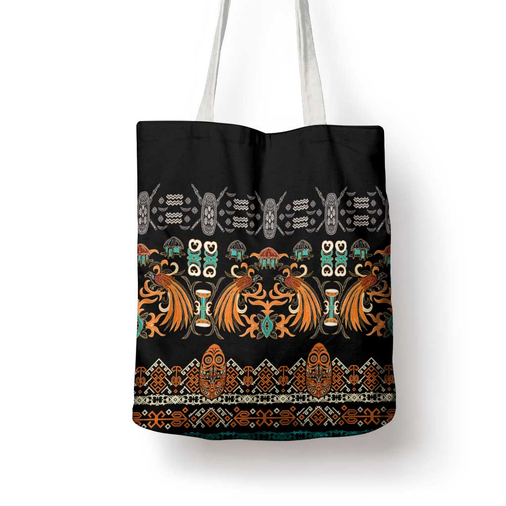 Black Batik Papua-inspired Pattern Tote Bag LT9 - Polynesian Pride