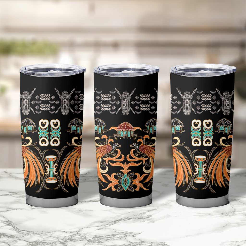 Black Batik Papua-inspired Pattern Tumbler Cup LT9 - Polynesian Pride