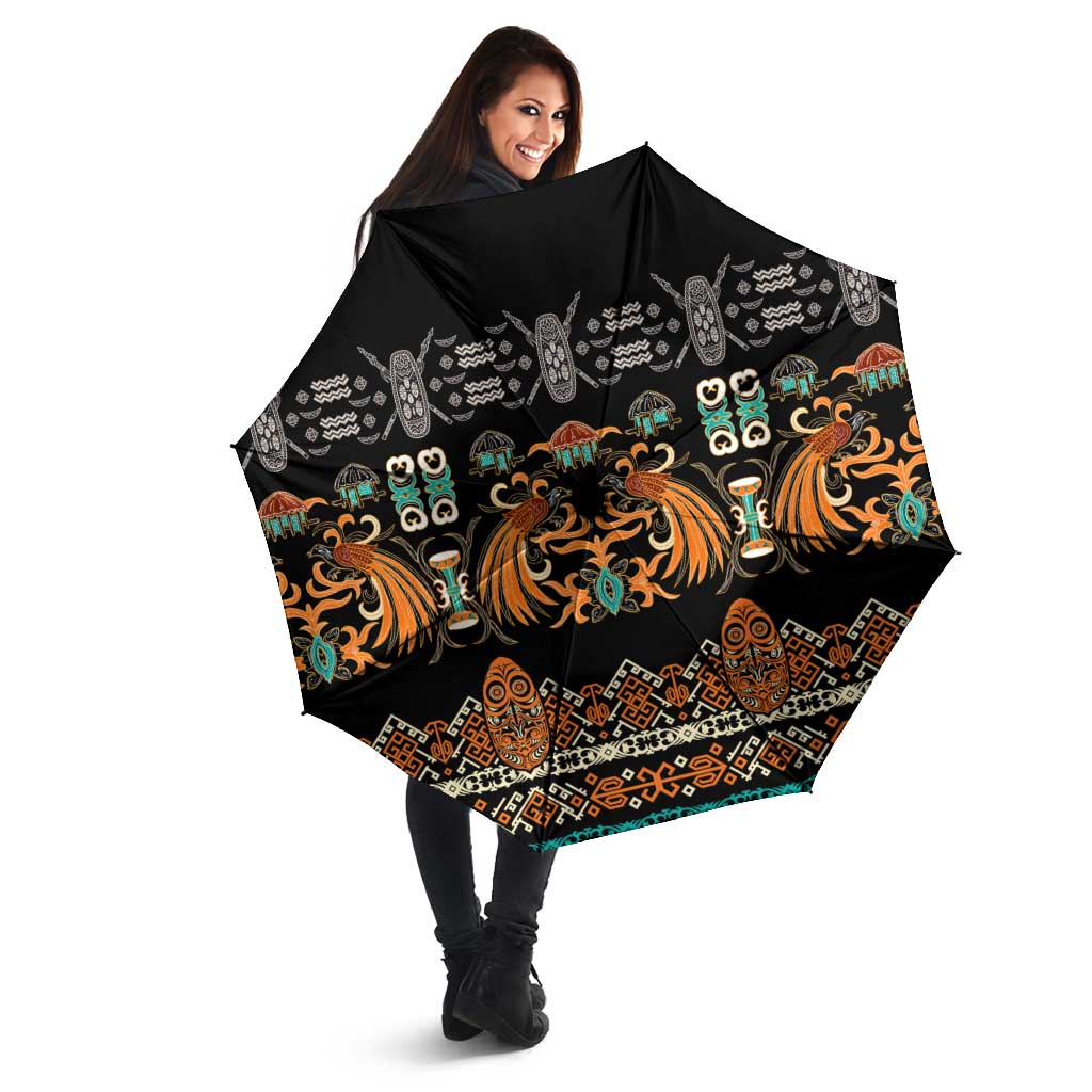 Black Batik Papua-inspired Pattern Umbrella LT9 - Polynesian Pride