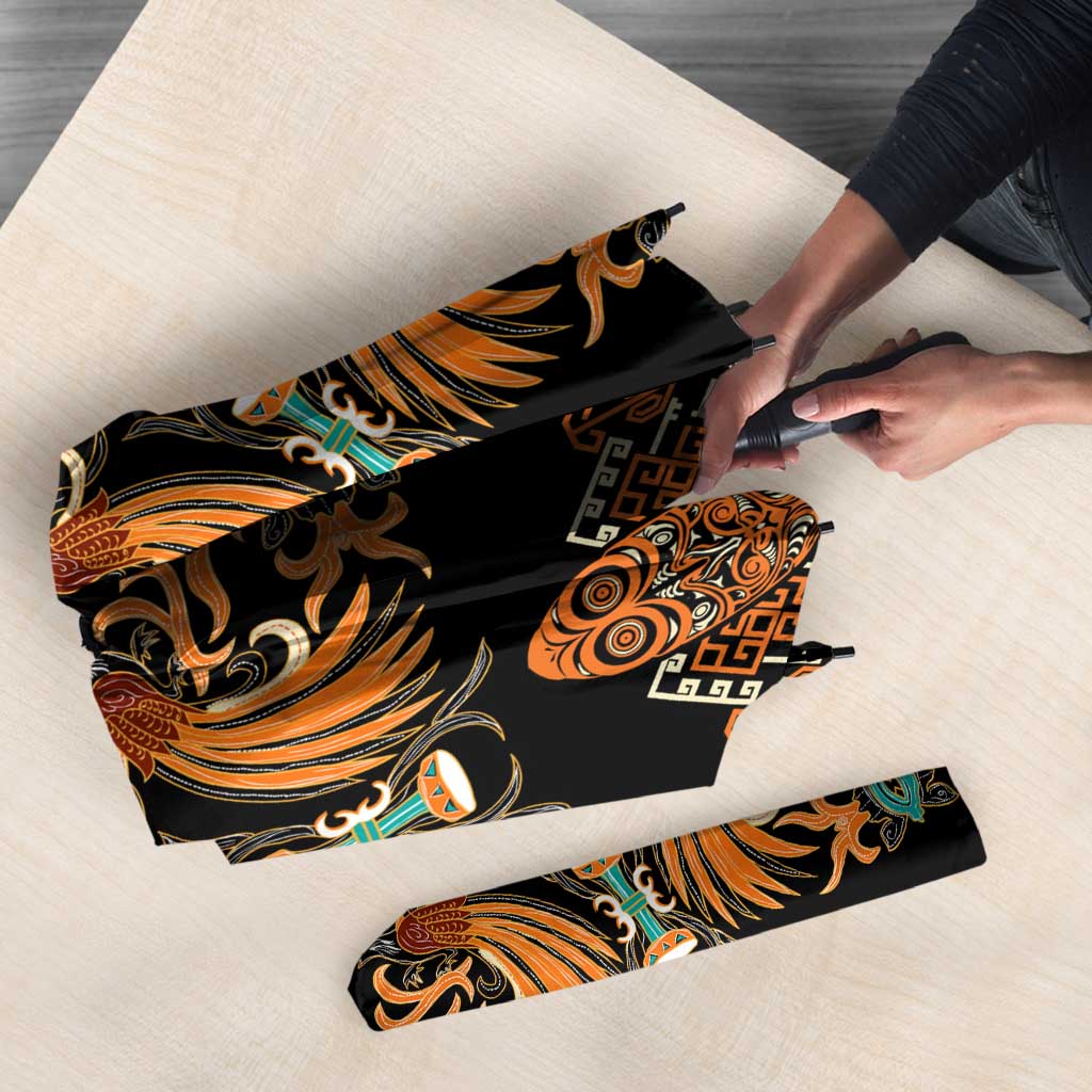 Black Batik Papua-inspired Pattern Umbrella LT9 - Polynesian Pride