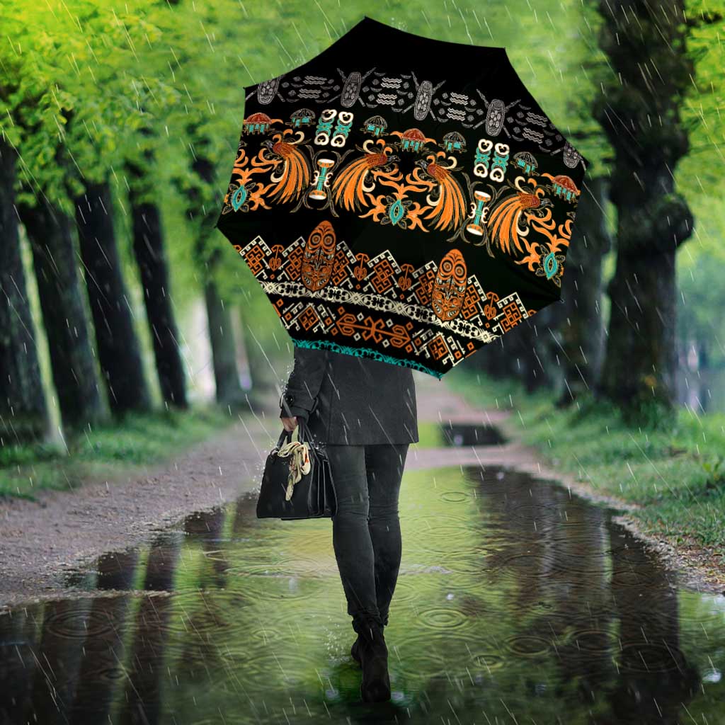 Black Batik Papua-inspired Pattern Umbrella LT9 - Polynesian Pride