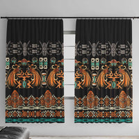Black Batik Papua-inspired Pattern Window Curtain LT9 With Hooks Black - Polynesian Pride