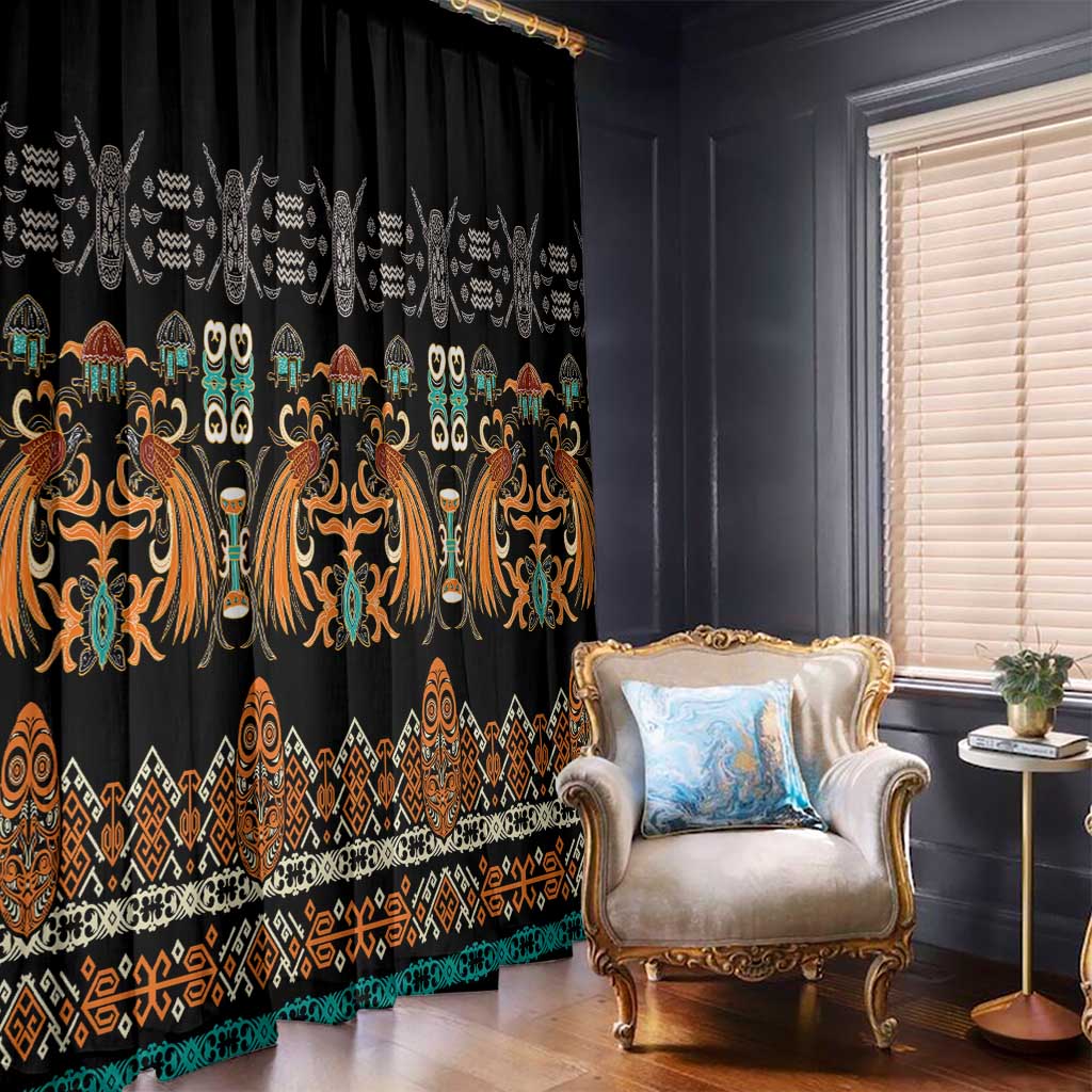 Black Batik Papua-inspired Pattern Window Curtain LT9 - Polynesian Pride