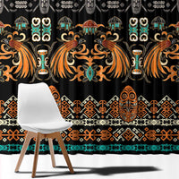 Black Batik Papua-inspired Pattern Window Curtain LT9 - Polynesian Pride