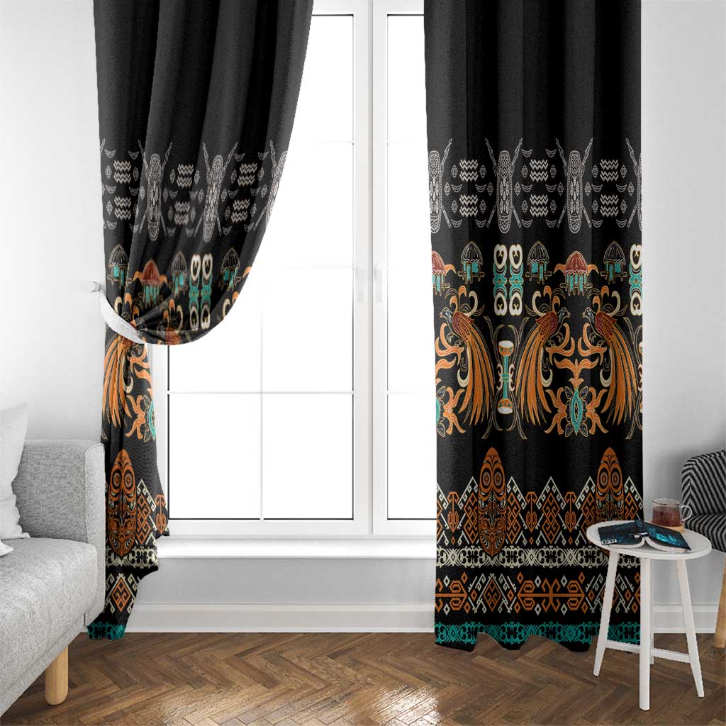 Black Batik Papua-inspired Pattern Window Curtain LT9 - Polynesian Pride