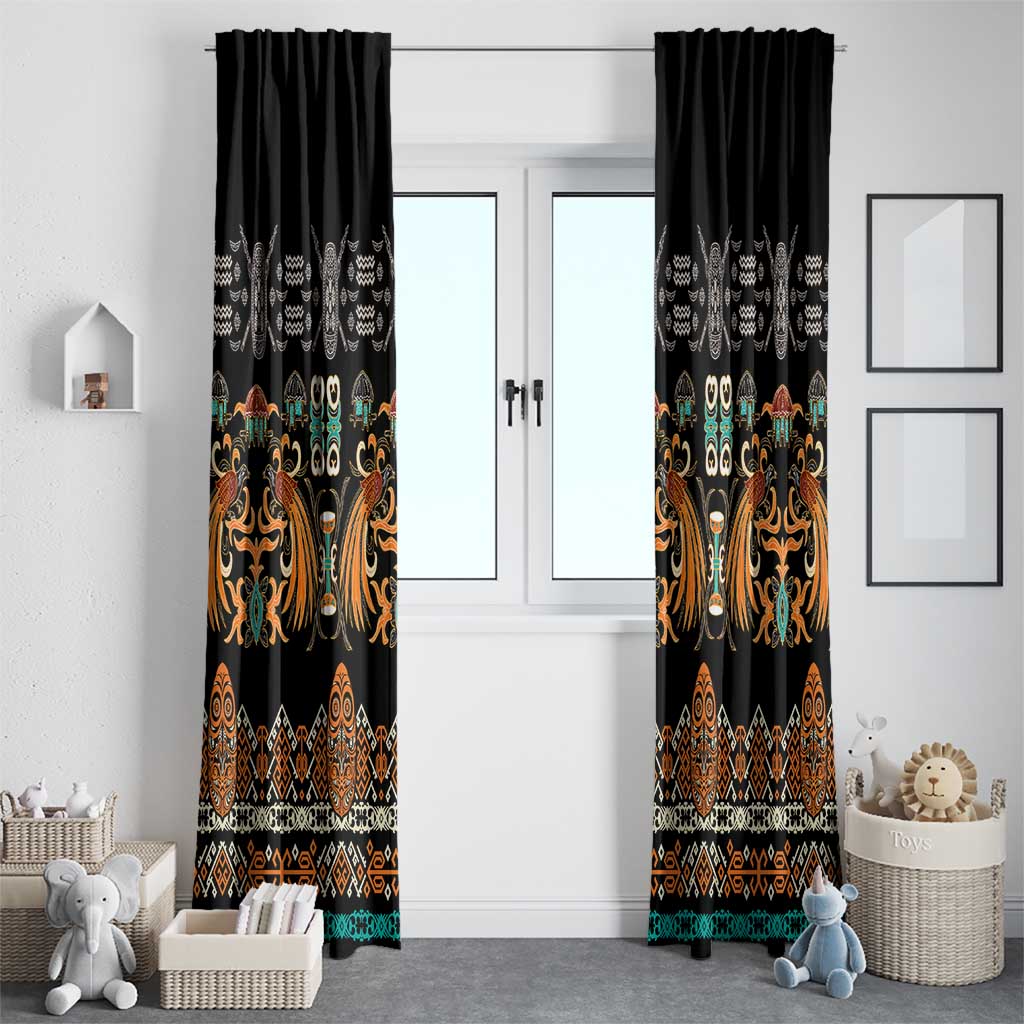 Black Batik Papua-inspired Pattern Window Curtain LT9 - Polynesian Pride